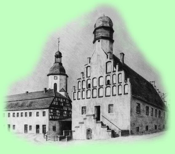 Kloster in schwarz/weiss Nonnenwohnhaus und Priorhaus